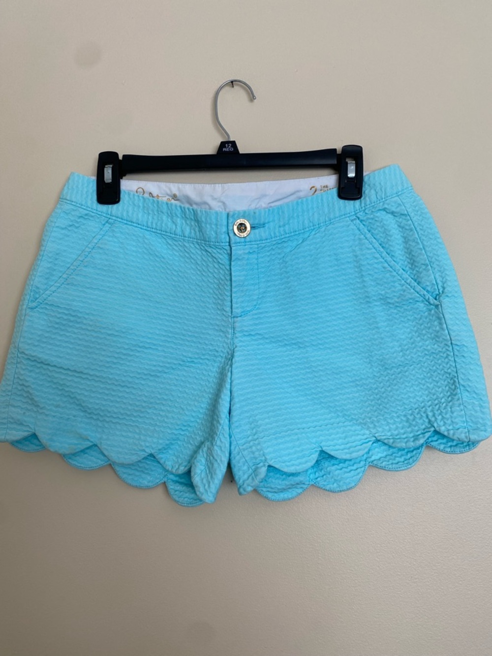 Lilly Pulitzer Mint Green Scalloped-Edge High-Waist Shorts